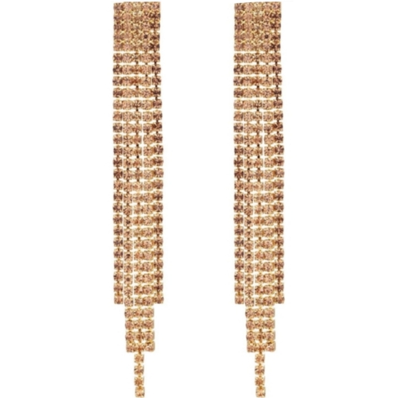 Long AB Rainbow Sparkling Art Deco Earrings Rhinestone CZ Event Minimalist New - Picture 10 of 10